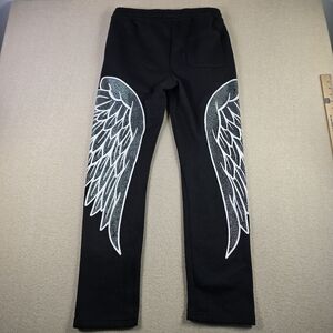 REASON Fly Higher Rhinestone Wing Fleece Sweatpants Black Women